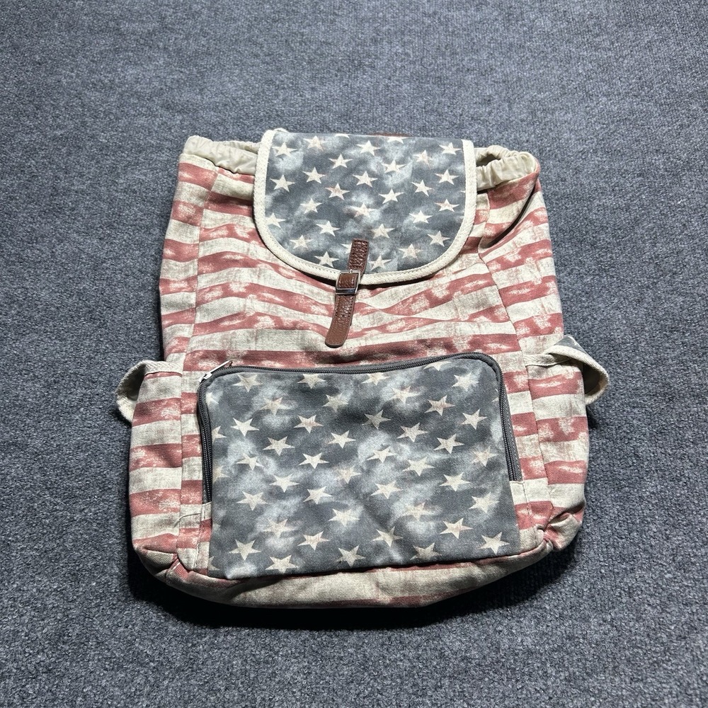 Mossimo Supply Co American Flag 5 Pocket Cinch Backpack Bag Patriotic USA Flag